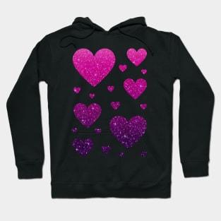 Hot Pink and Purple Ombre Faux Glitter Hearts Hoodie